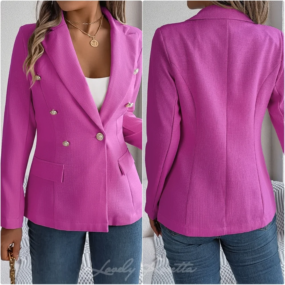 Stylish Pink Lapel Collar Blazer - Picture 6 of 8